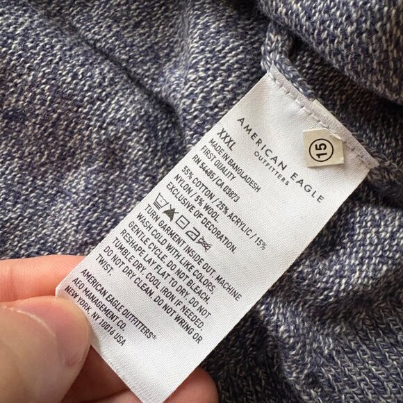 American Eagle Long Sleeve Knit Scoop Neck Sweater Blue NWT Men’s Size XXXL - Picture 7 of 7